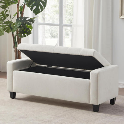 Ottoman with Storage, 48.8" Fabric Storage Ottoman Bench with Hinge, Bedroom Bench, Upholstered