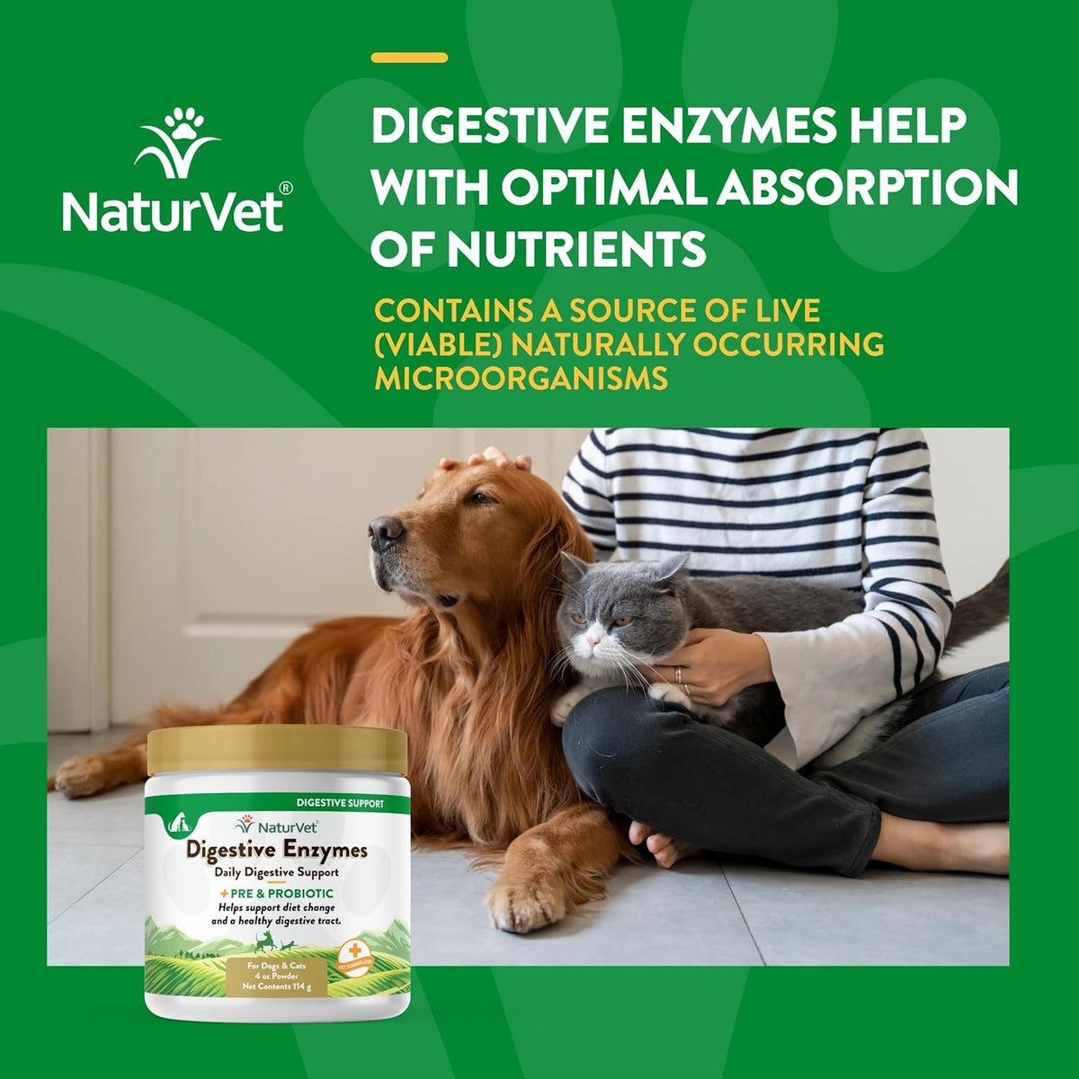 NaturVet – Digestive Enzymes for Dogs - Plus Probiotics & Prebiotics | Helps Support Diet Change &