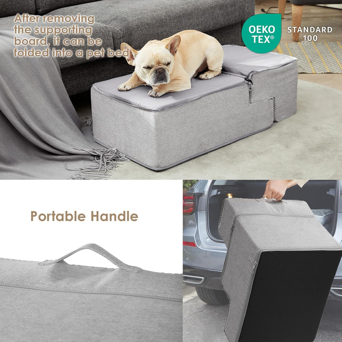 EHEYCIGA Dog Stairs for Bed 18" H, 4-Step Dog Steps for High Bed, Pet Steps for Small Dogs and