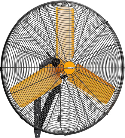 24 inch Oscillating High Velocity Wall Mount Fan, 7600 CFM Industrial Heavy Duty Metal Wall Fan, 3