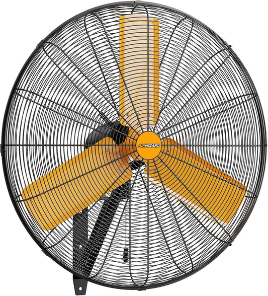 24 inch Oscillating High Velocity Wall Mount Fan, 7600 CFM Industrial Heavy Duty Metal Wall Fan, 3