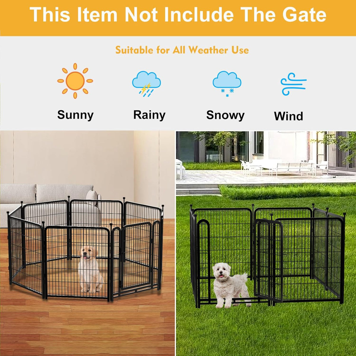 Garden Fence 36 Inch 14 Panels Without Gate, Inside and Outside, Total 31 Ft(l) Garden Fence for