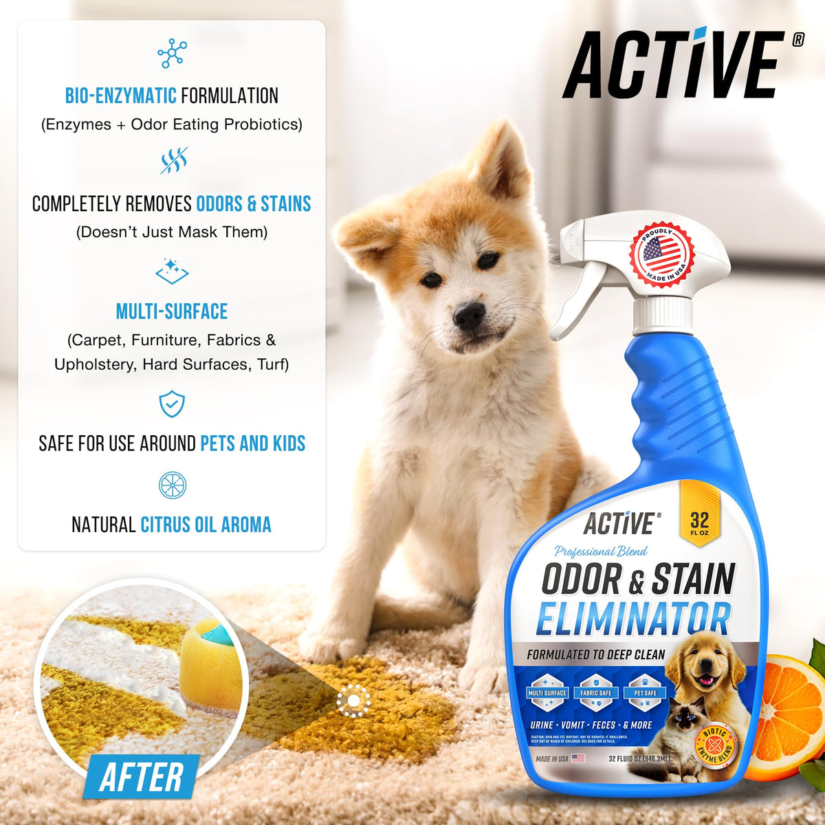 Pet Odor and Stain Eliminator. Chosen for real quality, fits naturally into modern pet homes.
