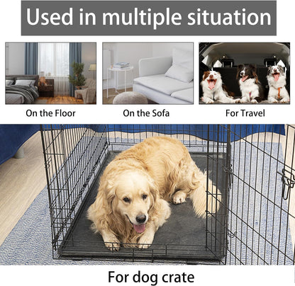 KHONSU PET Dog Bed Mat for Crate 1.1in Slim Cooling Pad Reversible Flannel & Waterproof Canva for
