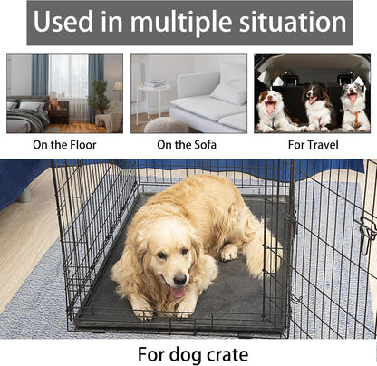 KHONSU PET Dog Bed Mat for Crate 1.1in Slim Cooling Pad Reversible Flannel & Waterproof Canva for