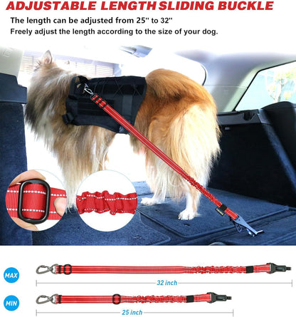 AUBELL Dog Seat Belt for Car,Updated 3-in-1 Adjustable Reflective Bungee Heavy Duty Dog Car Harness
