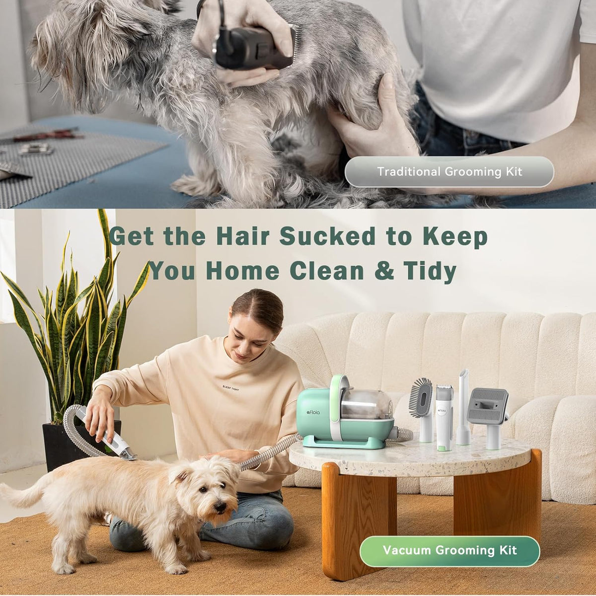 Afloia 6-in-1 Dog Grooming Kit, Pet Grooming Vacuum for Shedding, Dog Hair Vacuum with Clipper Nail