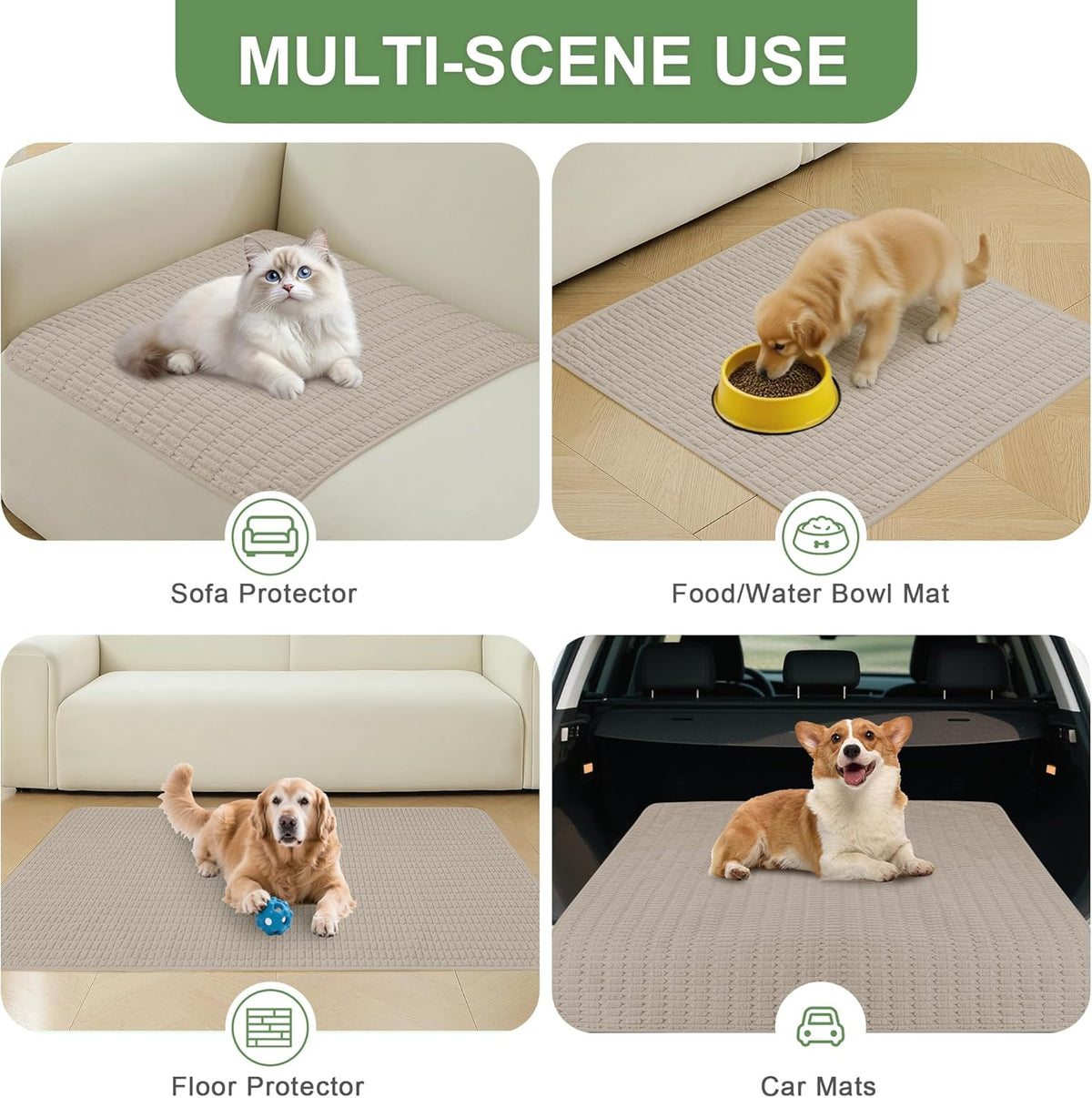 Washable Pee Pads for Dogs, 2 Pack Reusable Puppy Pads Dog Pads, Non-Slip Dog Pee Pads, Leakproof