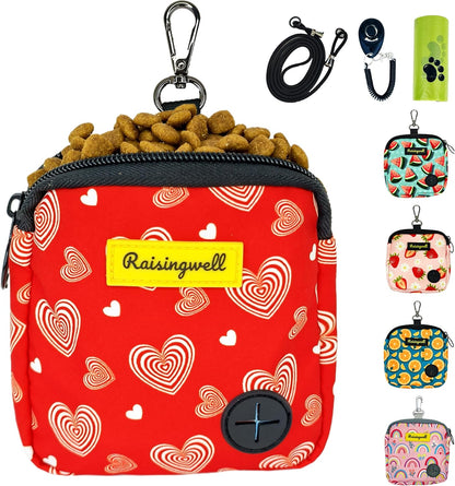 Dog Treat Pouch for Pet Walking and Training with Clicker Poop Bags Small Fanny Zipper Pack Holder