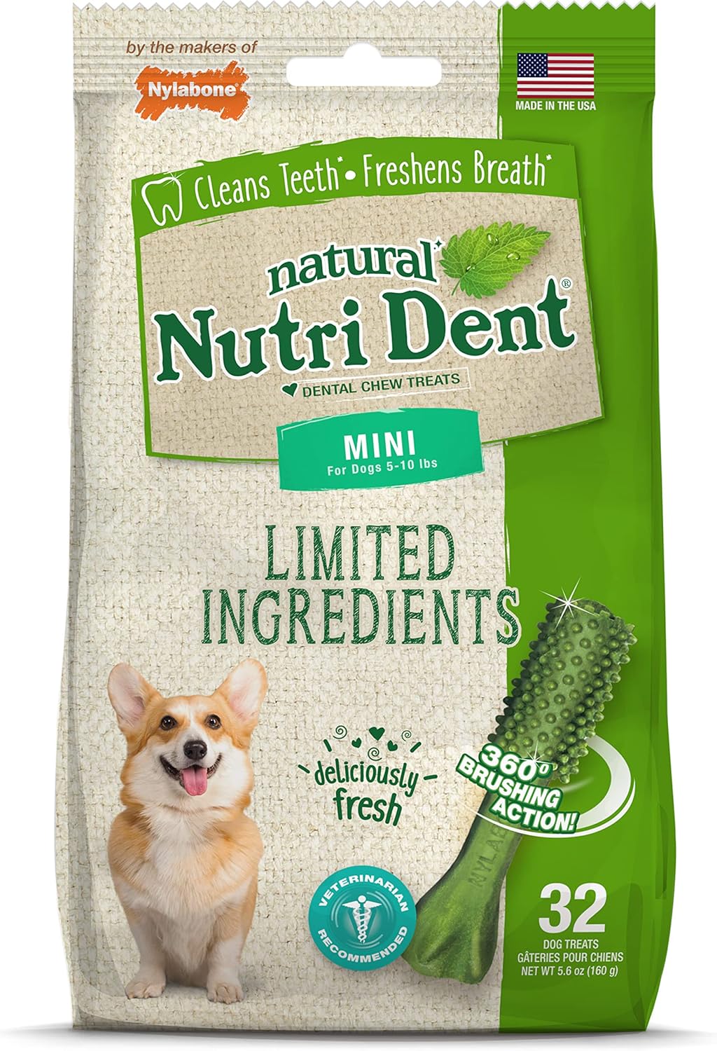 Nylabone Nutri Dent Dog Dental Chews - Natural Dog Teeth Cleaning & Breath Freshener - Dental