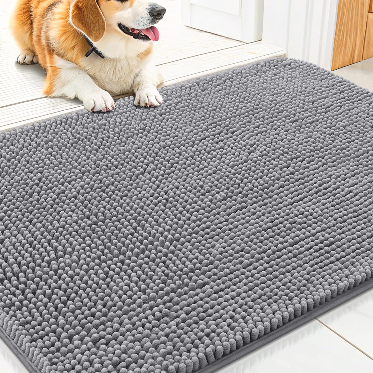Smiry Dog Door Mat for Muddy Paws 30x20, Absorbs Moisture and Dirt Doormat, Non-Slip Washable Quick