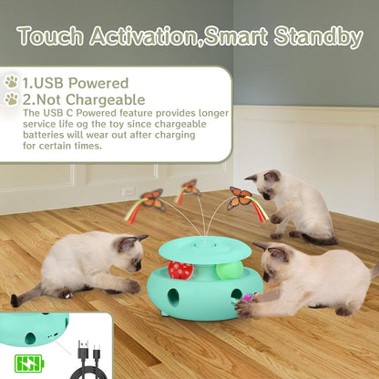 Cat Toys,3-in-1 Interactive Cat Toys for Indoor Cats,Rechargeable Automatic Interactive Cat Toy