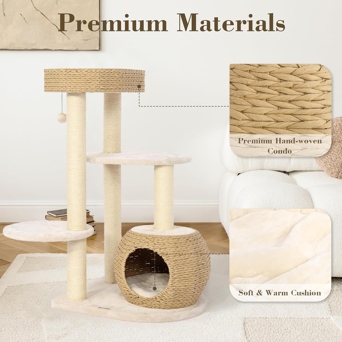 KAMABOKO Modern Cat Tree, 39" Tall Cat Trees for Kittens Climb Play & Rest, Cat-Tree for Indoor