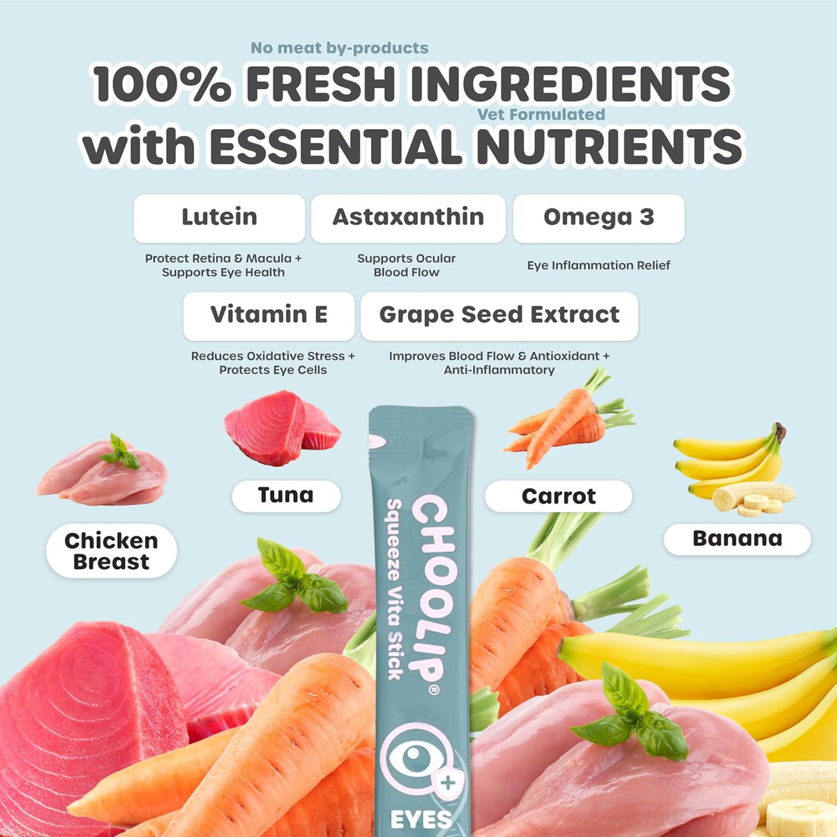 Squeeze Vita Stick Lickable Treats for Dogs & Cats. 7 Eye Health Sticks with Essential