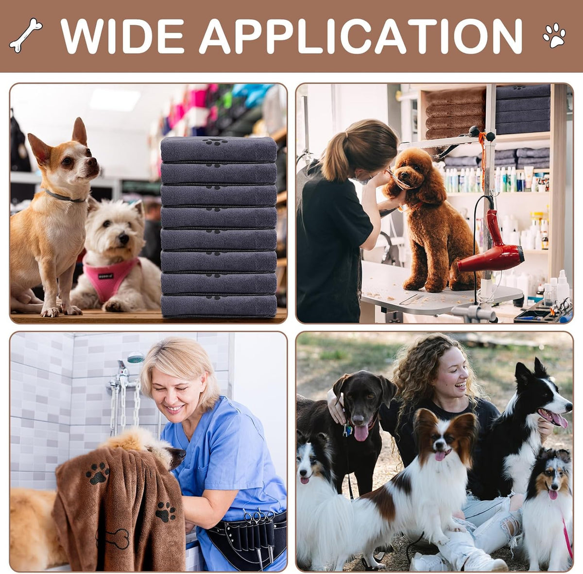 Chumia 8 Pcs Dog Towels for Drying Dogs Cats Pet Towels Bulk Puppy Microfiber Quick Drying Paw Bath