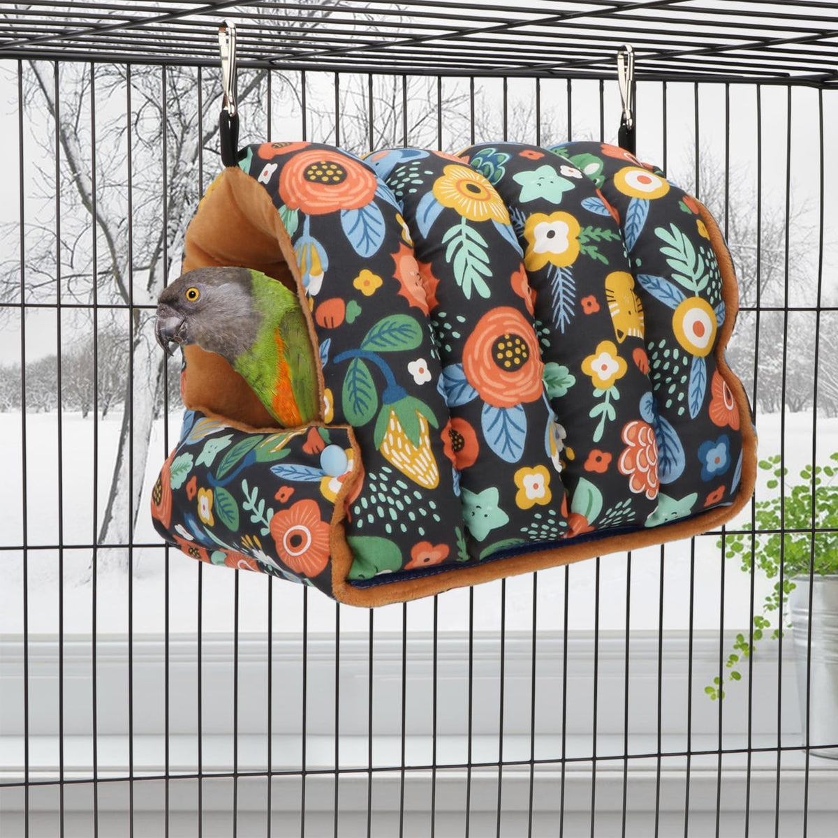 Wontee Bird Nest House Winter Warm Snuggle Hut Bird Bed Hanging Hammock for Parrots Budgies