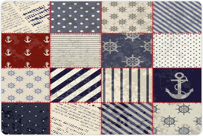 Lunarable Nautical Pet Mat for Food and Water, Maritime and Nautical Life Design with Vintage