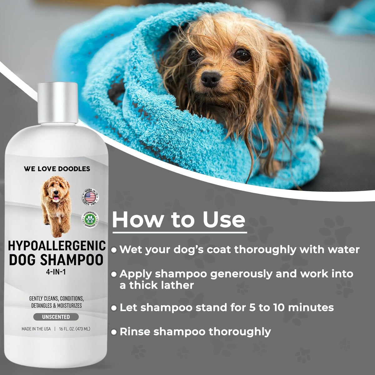 Hypoallergenic Dog Shampoo, Conditioner, and Detangler | Made in USA | Eco-Friendly Ingredients |