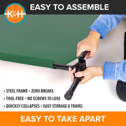 K&H Pet Products Cooling Elevated Dog Bed, Outdoor Raised Cot with Waterproof Breathable Mesh for