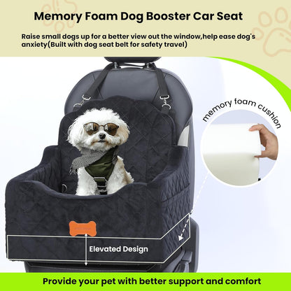 Dog Car Seat for Small Dogs Under 30lbs, Detachable Washable Pet Booster Seat with Safety Belt &
