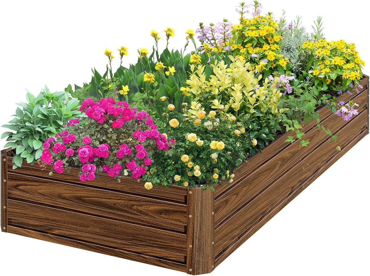 SnugNiture Galvanized Raised Garden Bed 6x3x1FT Outdoor Large Metal Planter Box Steel Kit for