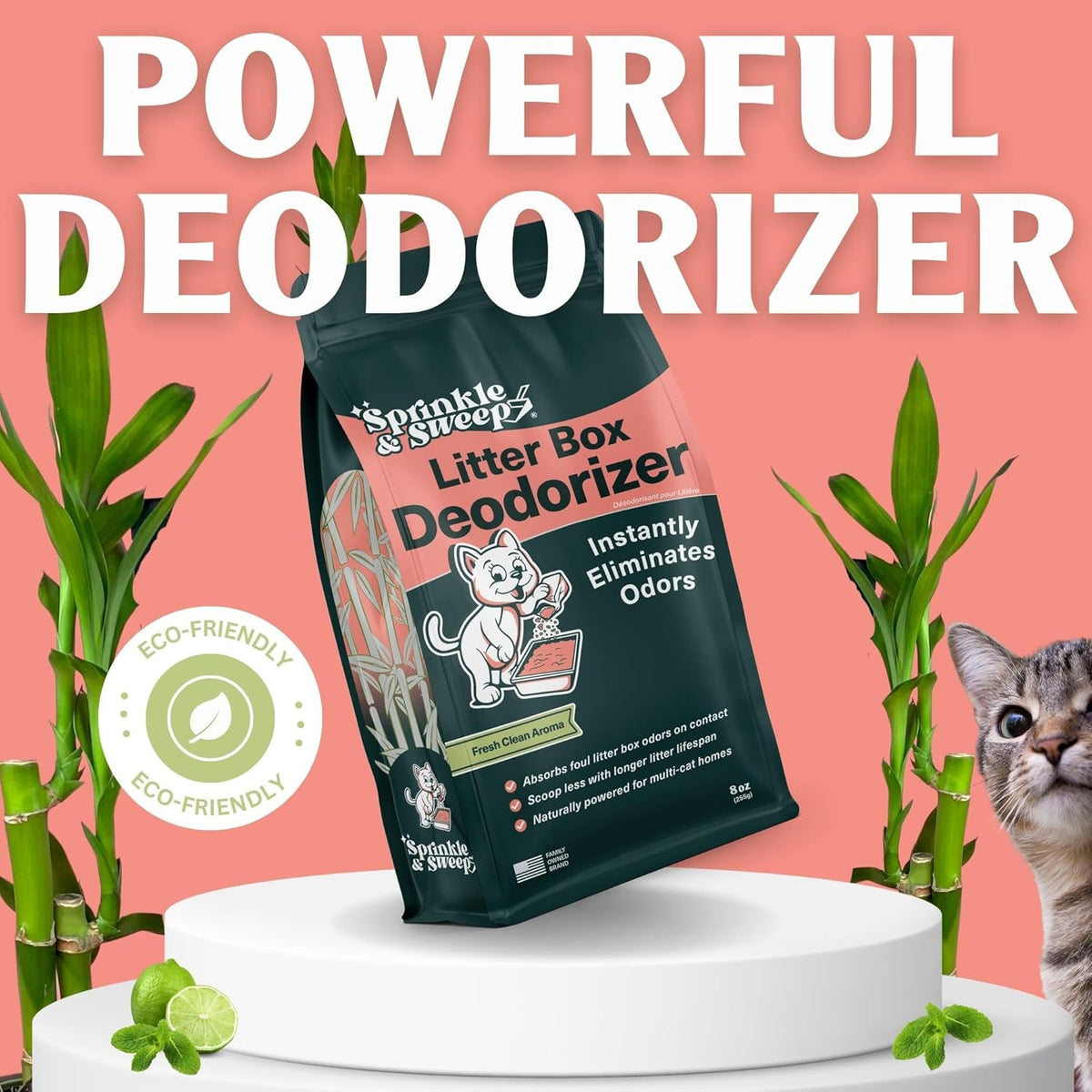 Sprinkle & Sweep Litter Box Deodorizer - Cat Litter Deodorizer Non Toxic and Safe for Kittens