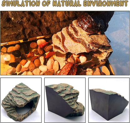 kathson Turtles Basking Platform Reptile Hiding Cave Hideouts for Aquatic Turtles, Frog, Newts and