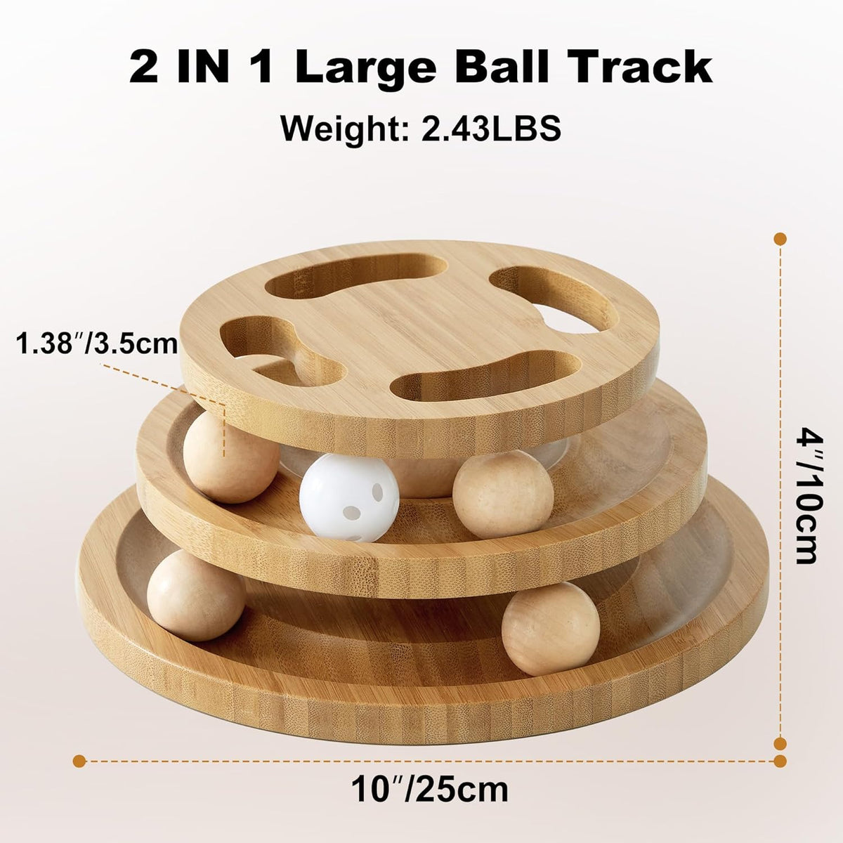 Cat Ball Track Toy with Puzzle Top, Wooden Cat Toys for Indoor Cats with Spinning Balls