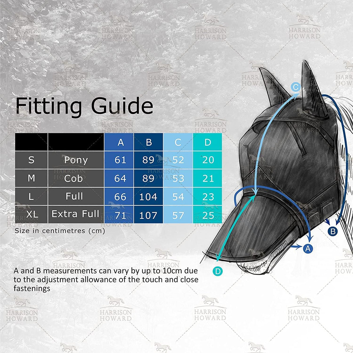 Harrison Howard LumiVista Horse Fly Mask Standard with Ears UV Protection for Horse Pastel Mix M Cob