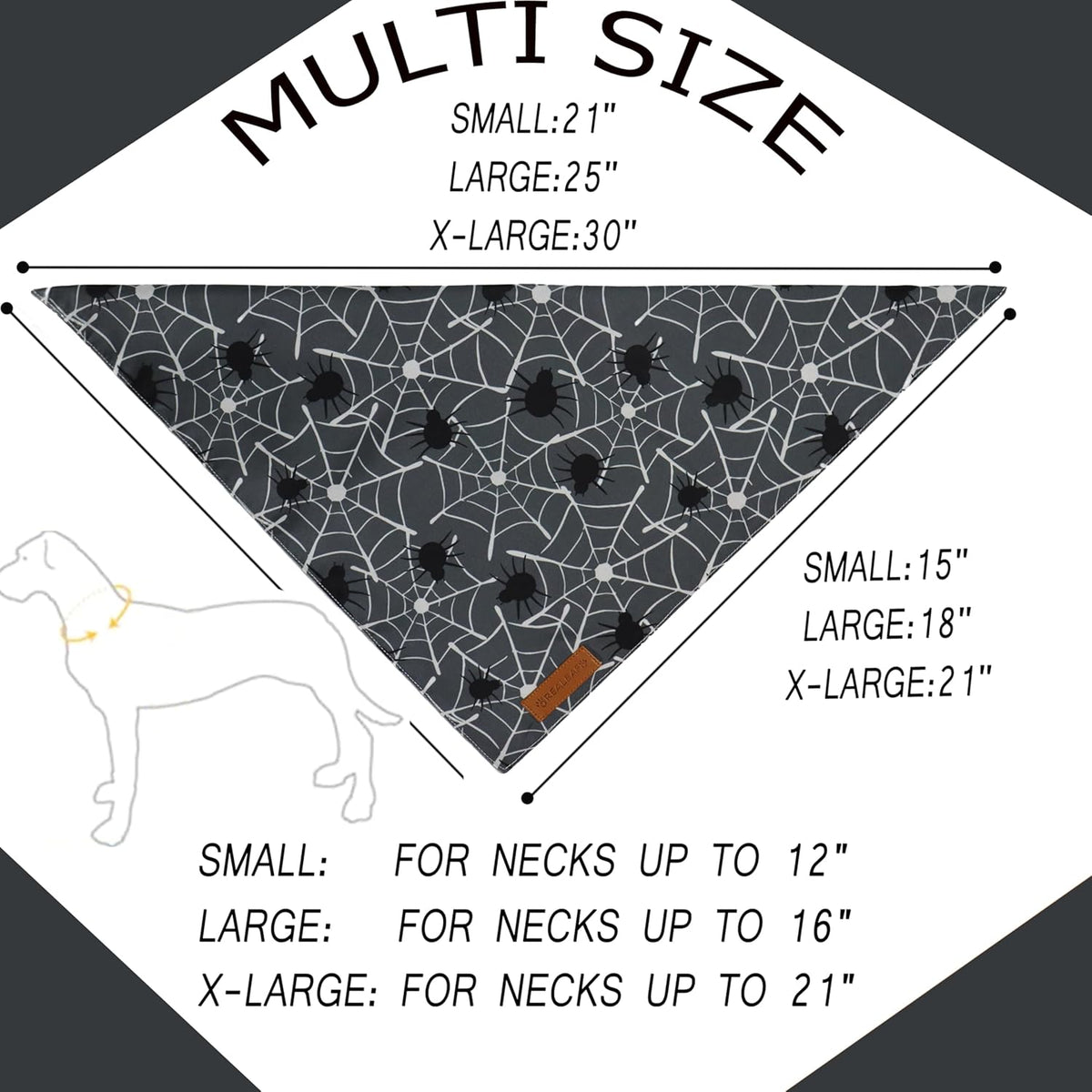 Realeaf Halloween Dog Bandanas 2 Pack, Reversible Orange Gray Pet Scarf for Boy and Girl, Premium