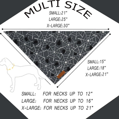 Realeaf Halloween Dog Bandanas 2 Pack, Reversible Orange Gray Pet Scarf for Boy and Girl, Premium