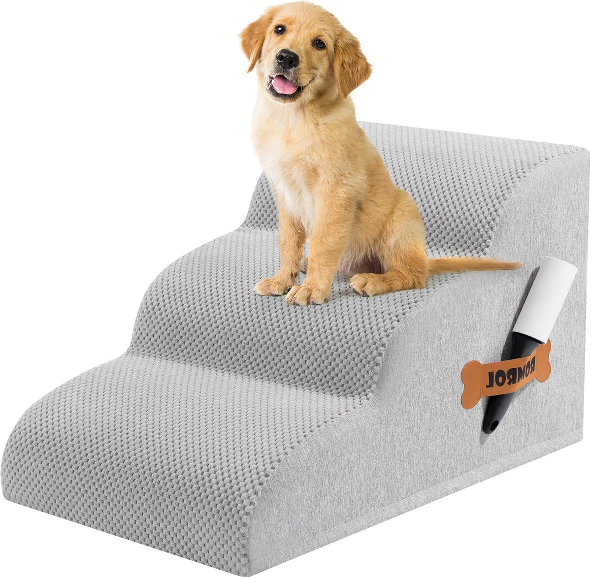 Romrol Dog Stairs Ramp for High Beds Couches, High Density Foam Pet Steps with Durable Non-Slip