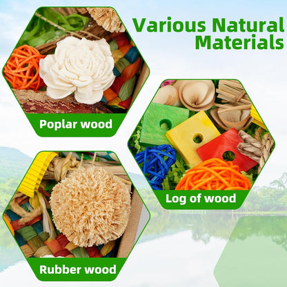 Bird Toys, Colorful Birds Foraging & Shredded Toy Boxs, Rattan Weaving Safe Parrot Toys, for