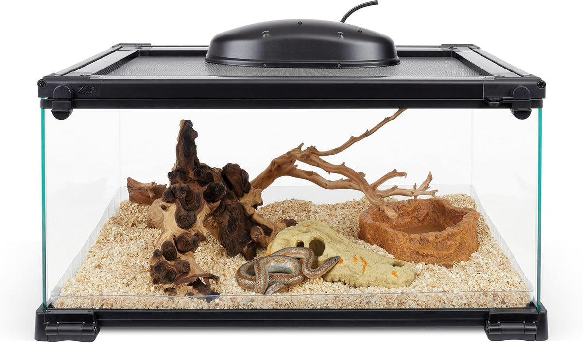 Zilla QuickBuild Reptile 10 Gallon Glass Terrarium Habitat with Bedding Tray For Geckos, Snakes