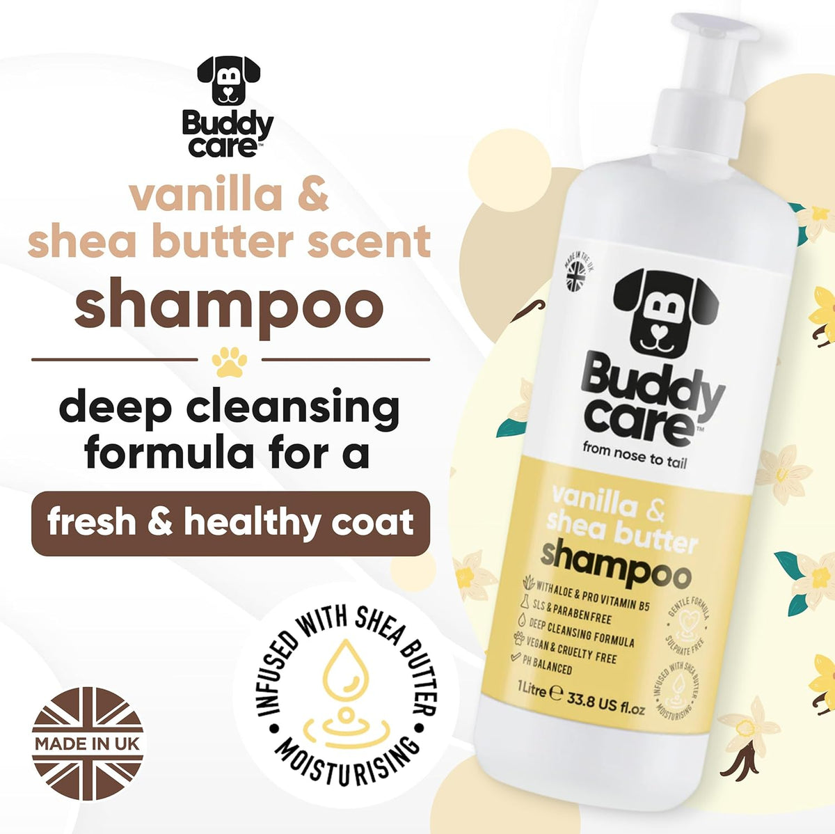 Vanilla & Shea Butter Dog Shampoo - (33.8oz) Itch Relief & Dog Shampoo Sensitive Skin Care, Dog