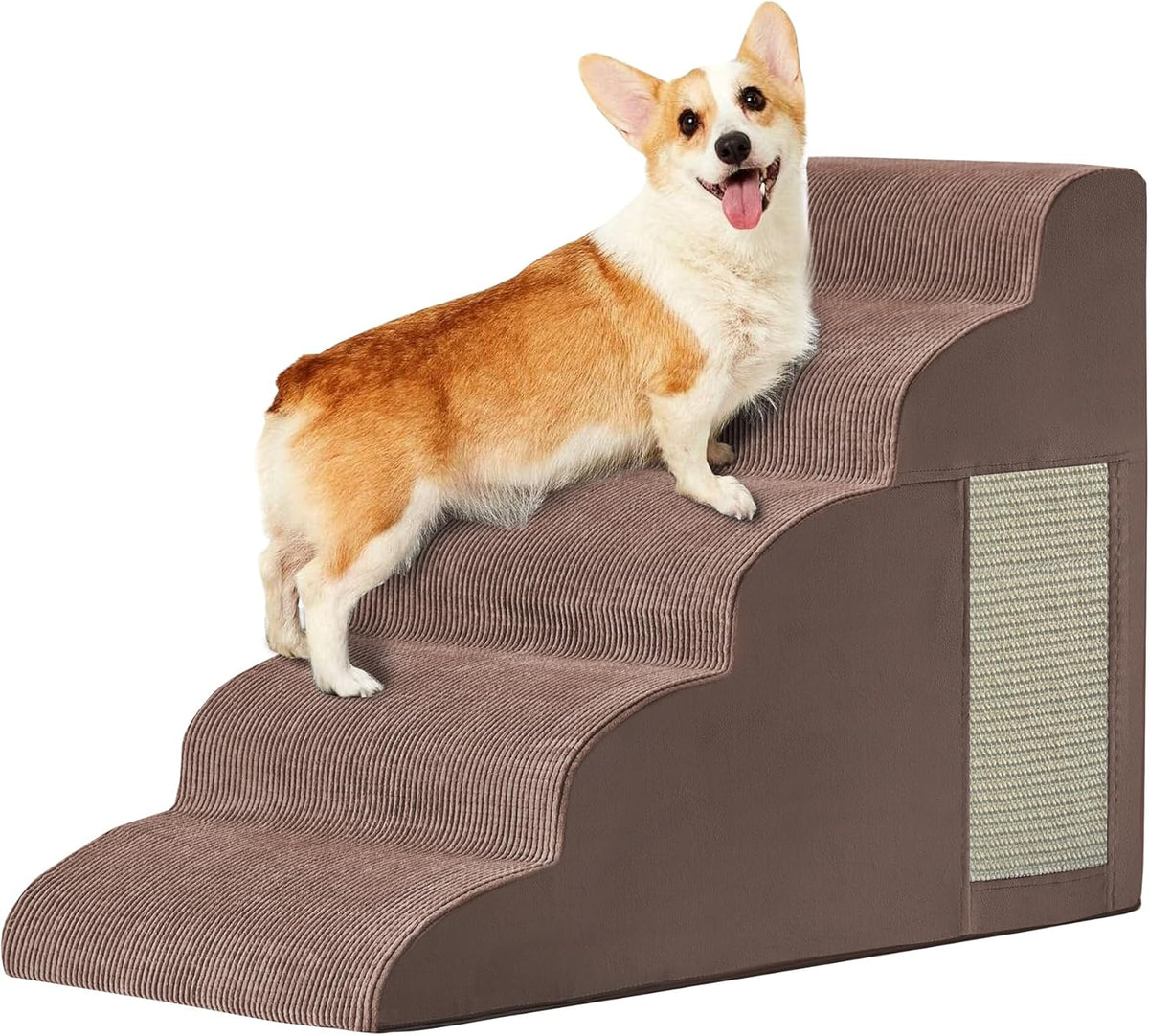 Pet Stairs, Dog Stairs for Small Dogs, Dogs Steps, 5-Step Curved Dog Ramp for Bed, Couch, Sofa, Car