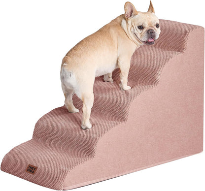 EHEYCIGA Curved Dog Stairs Ramp for High Beds 22.6" H, 5-Step Dog Steps for Small Dogs and Cats