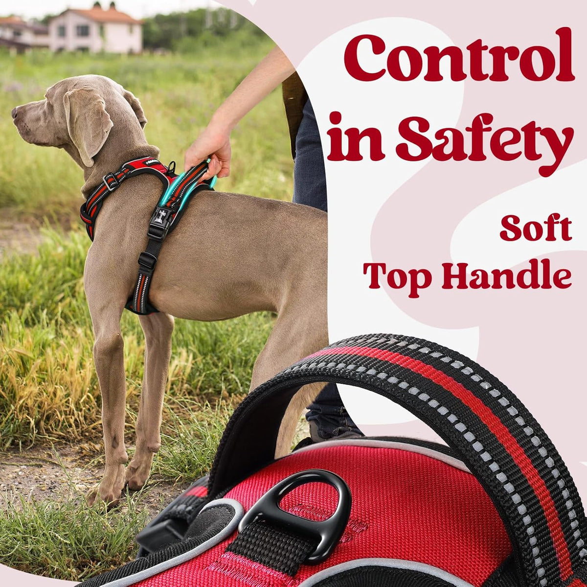 rabbitgoo Dog Harness for Large, No Pull Pet Harness with 3 Buckles, Adjustable Soft Padded Vest