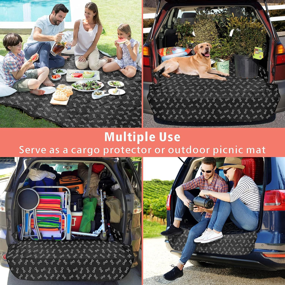 F-color SUV Cargo Liner for Dogs, Water Resistant Pet Cargo Cover Dog Seat Cover Mat for SUVs