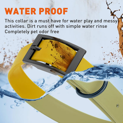 Dogline Biothane Waterproof Dog Collar Strong Coated Nylon Webbing with Black Hardware Odor- Proof