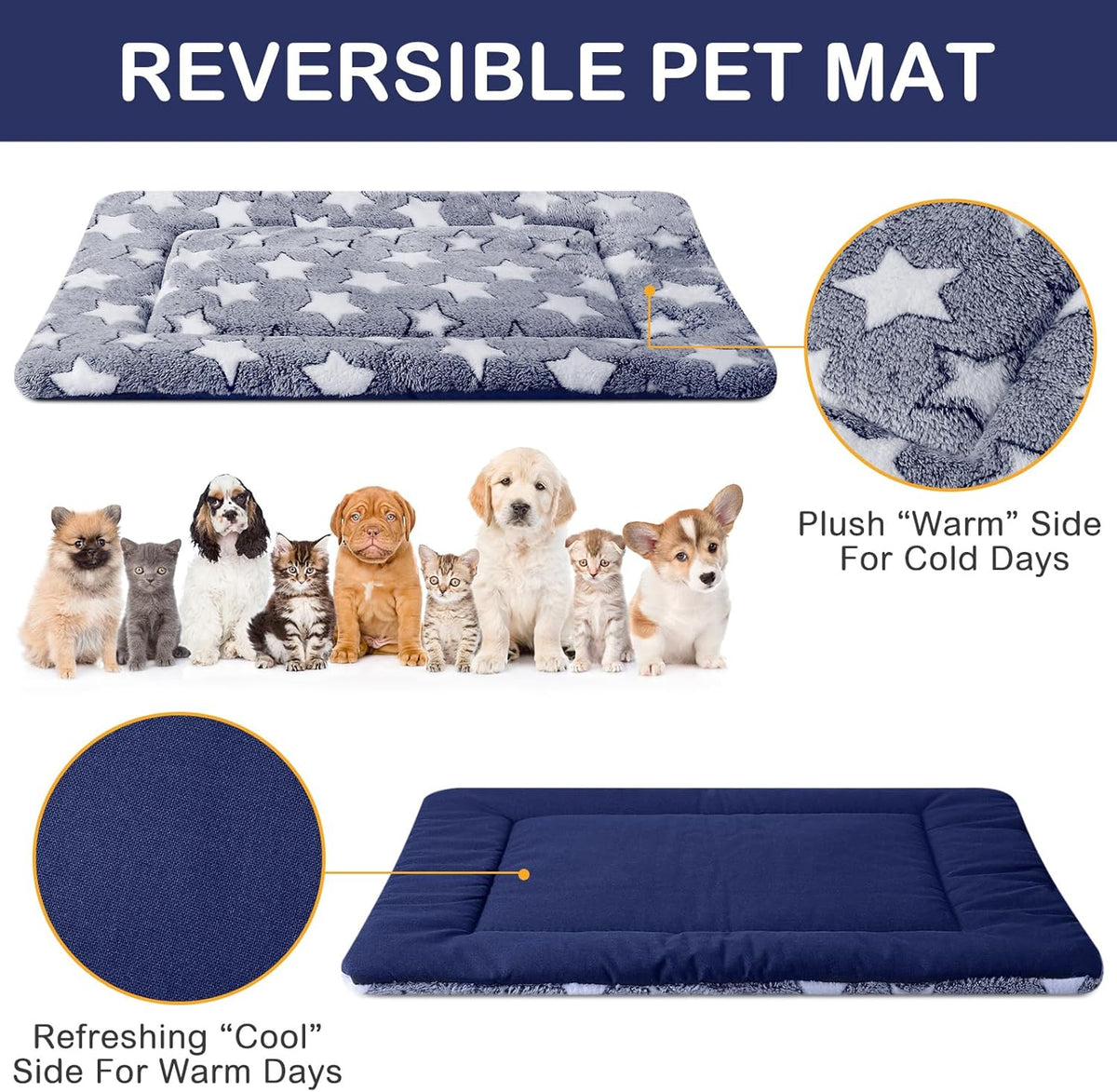 4 Pcs Washable Dog Crate Mat Kennel Pad Replaceable Reversible Pet Bed Pad for Crate Pet, Sleeping