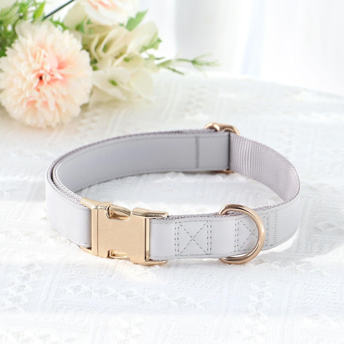 PET ARTIST Soft PU Leather Dog Collar for Large Dogs, Bright & Classic Nylon Padded Durable Dog