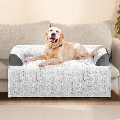 Calming Large Dog Bed for Couch – 41"x37" Washable Non-Slip Plush Sofa Protector for Dogs
