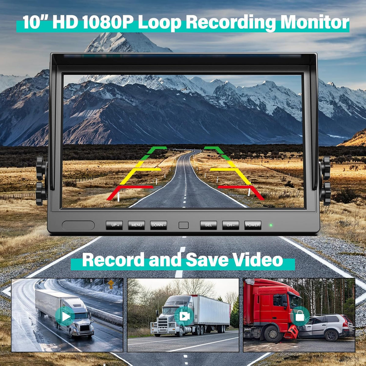 10" Wireless Backup Camera System, HD 1080P Digital Back Up Camera Systems with 10 Inch Quad Split