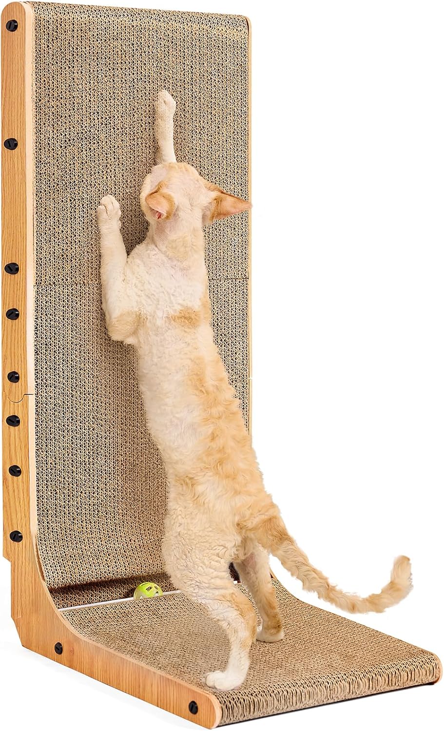 EHEYCIGA Cardboard Cat Scratcher for Indoor Cats, 32 Inch L Shaped Vertical Cat Scratching Board