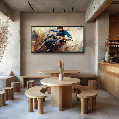 Framed Large Western Cowboy Wall Art, Oversized Rustic Cow Wall Decor for Living Room, Dusty Canvas