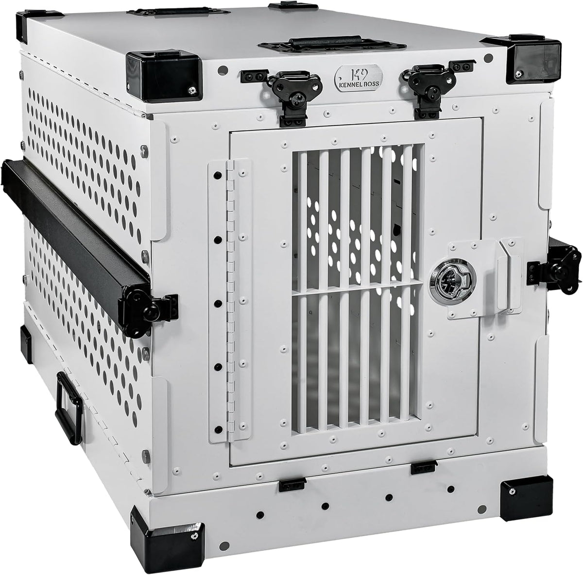 Heavy Duty Fully Collapsible Powder-Coated Aluminum Dog Crate - Small (White)