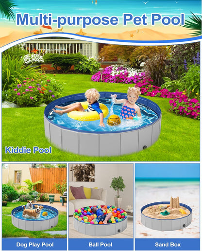 Dog Pool for Small Dogs, Plastic Pool for Dogs, Dog Bathtub Portable, Foldable Pool for Dogs
