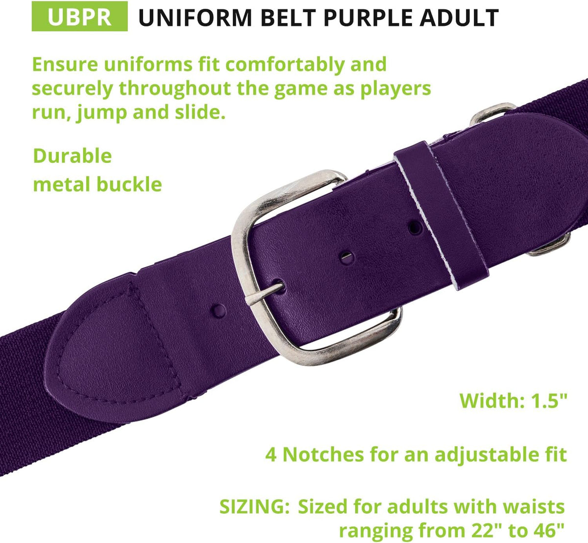 Champion Sports Baseball/Softball Uniform Belt, Comfort Stretch Fit Durable Syntex Tab - Youth &