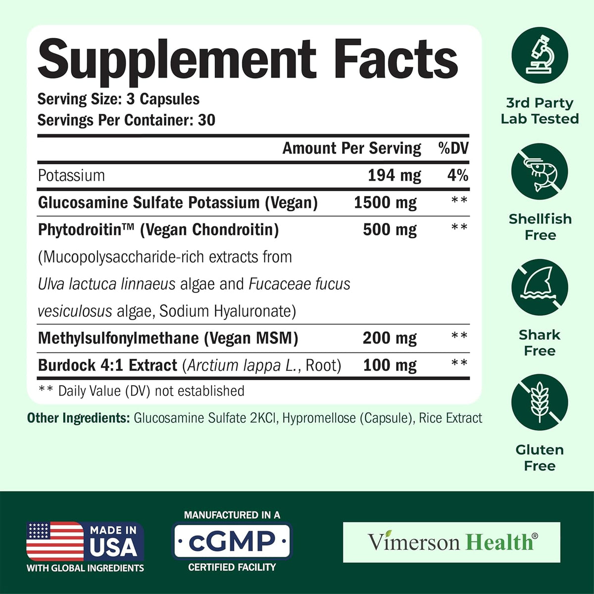 Glucosamine Chondroitin MSM – Joint Support Supplement for Women and Men with Glucosamine Sulfate